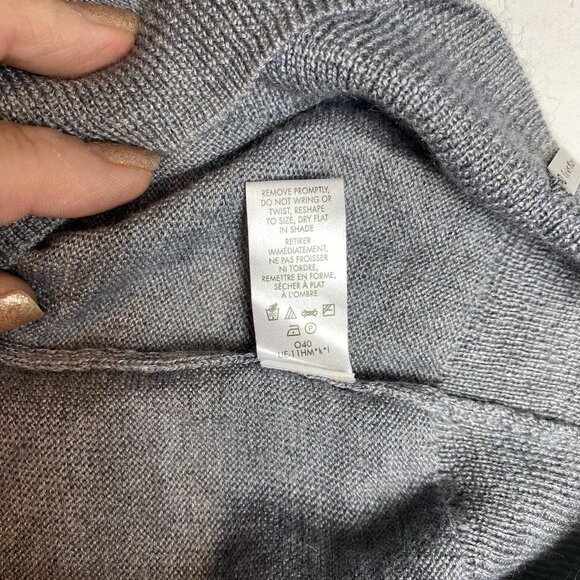 Calvin Klein Mens Sweater 1/4 Zip Gray Mock Neck Pullover Merino Wool Blend Sz L - Picture 9 of 9